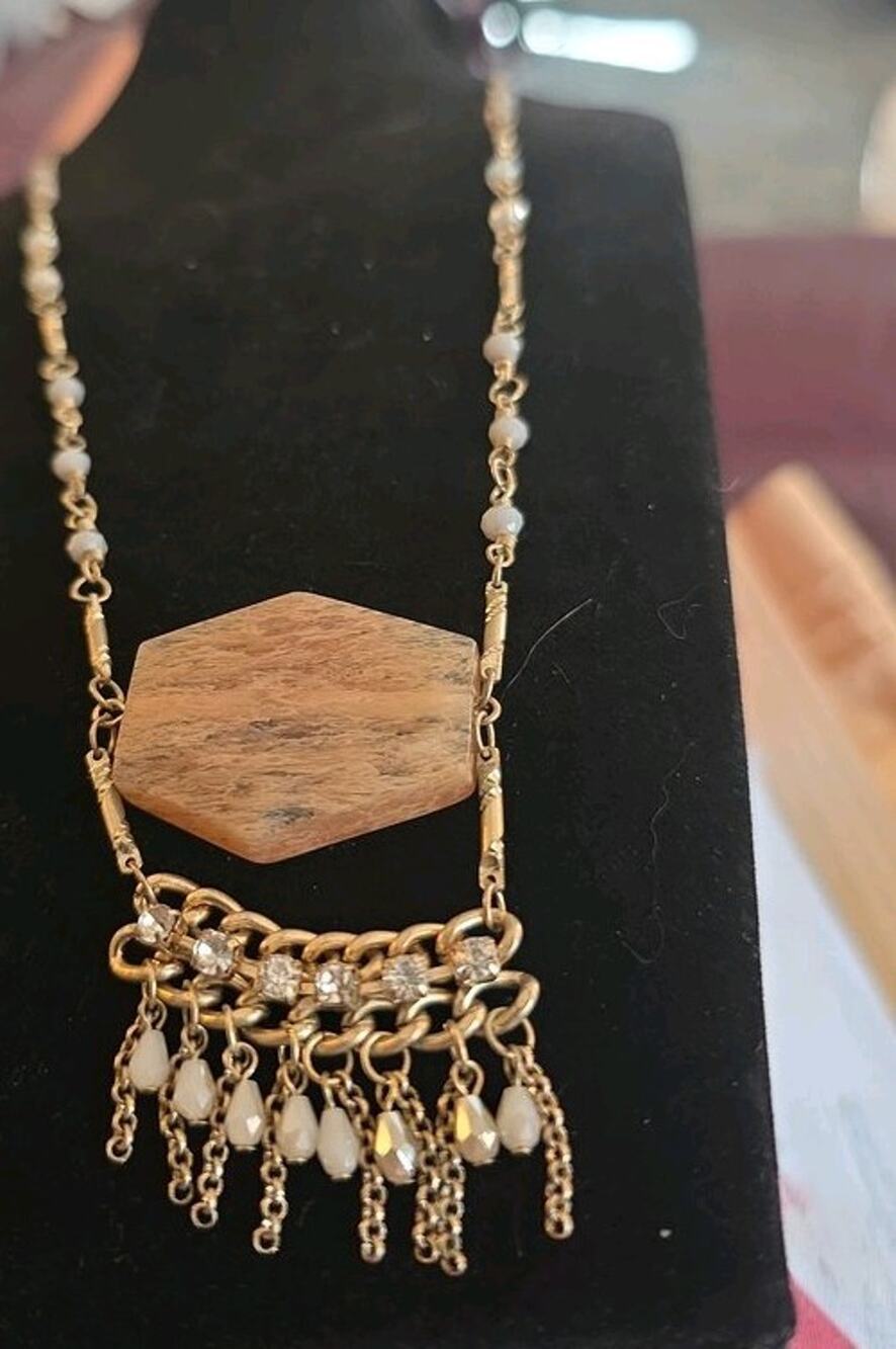 Chloe Necklace and Earrings Set with Wood and Bead Accents 20 Inch C